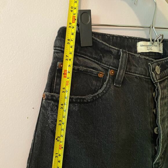 Abercrombie & Fitch Women's size 2/26 "The Dad High Rise" Button Fly Black Jeans - Picture 8 of 10